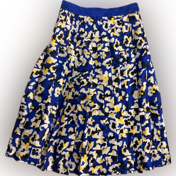 MARY KATRANTZOU Blue and Yellow Patterned A-Line Skirt - Picture 2 of 9